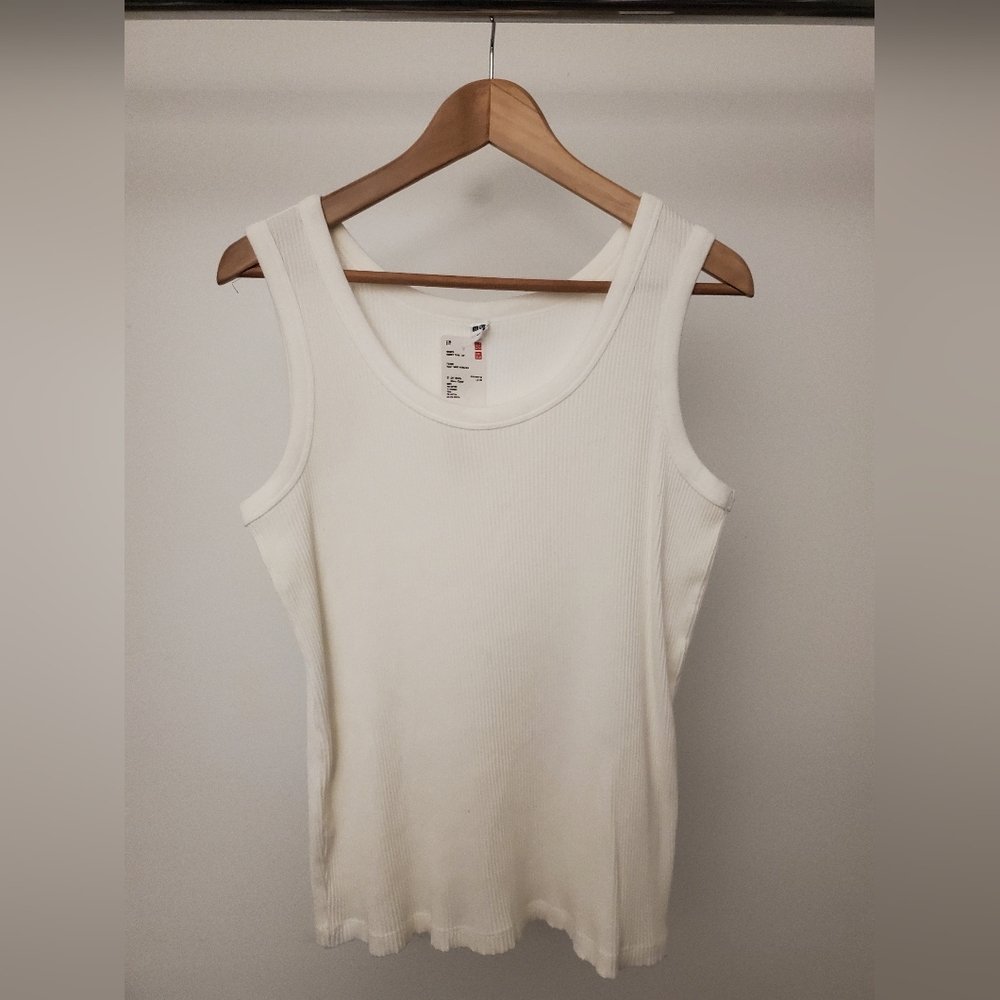 Uniqlo Off-White Ribbed Tank Top